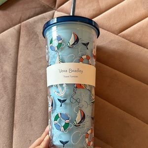 Vera Bradley travel tumbler 24oz Really Regata double wall with straw NWT